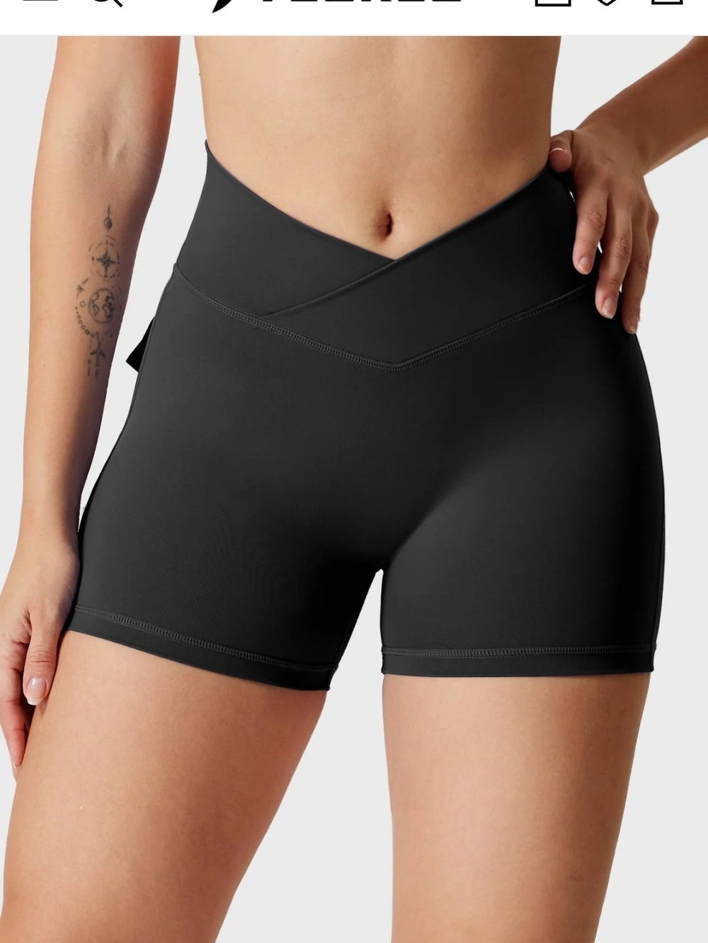 Women's High-Rise Navy Bike Shorts - Picture 6 of 7